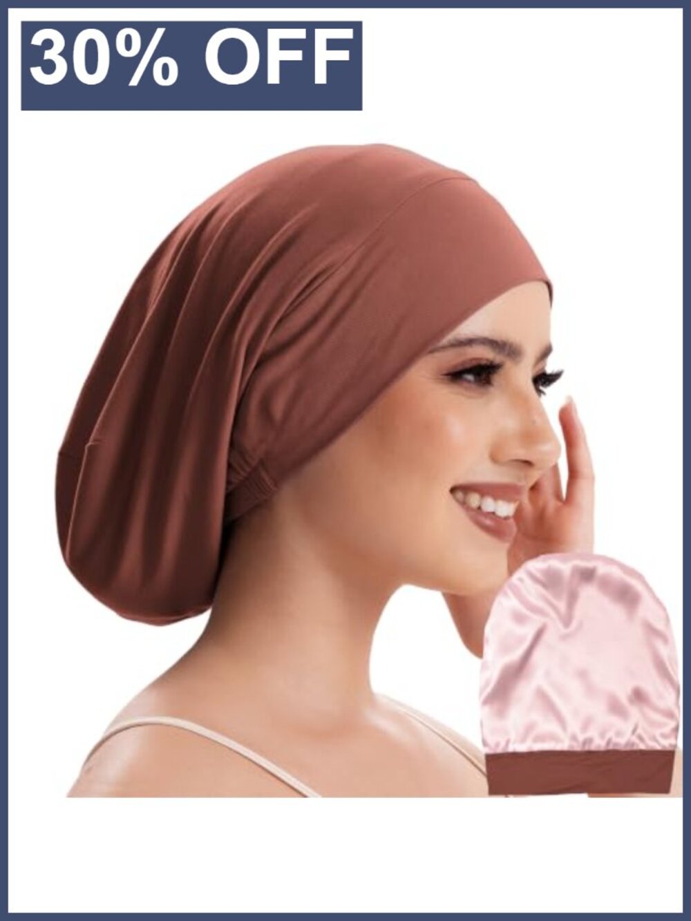 100% Mulberry Silk Bonnet Sleep Cap Adjustable Elastic Band Double-Layer